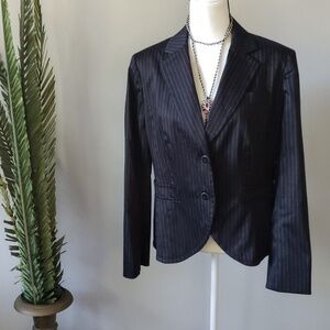 Anne Klein black pinstripe 2 button blazer NWT